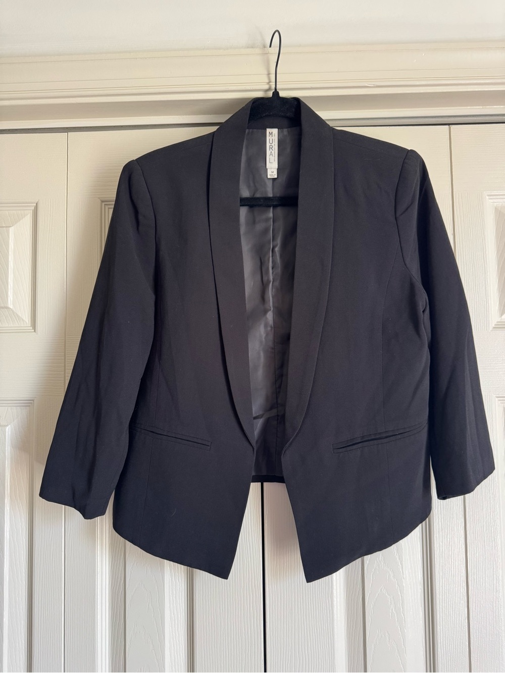 Mural Black Blazer 3/4 Length Sleeve Size Medium